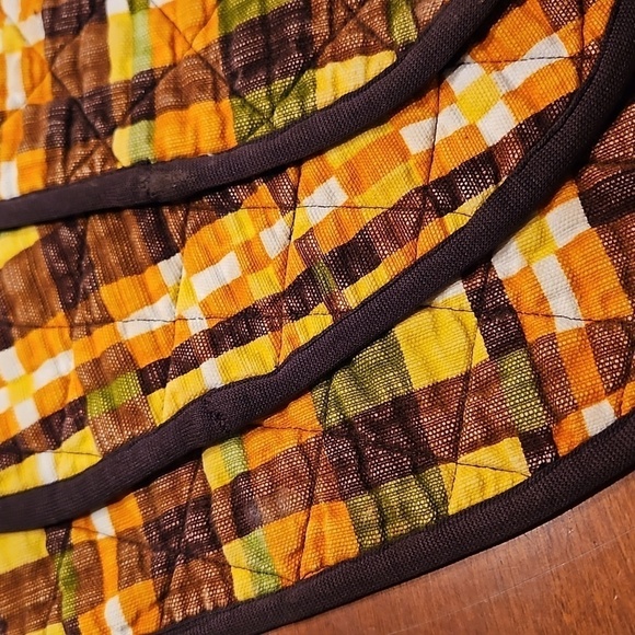 VTG MCM Set of Four Plaid Cloth Quilted Breakfast Camping Placemats - Picture 5 of 5